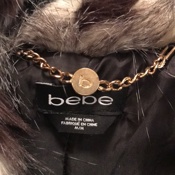 Bebe Faux Fur Jacket, Gray/Black, Sz Medium - Picture 2 of 5